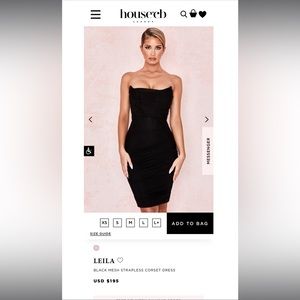 NWT House of CB “Leila” black mesh strapless corset dress